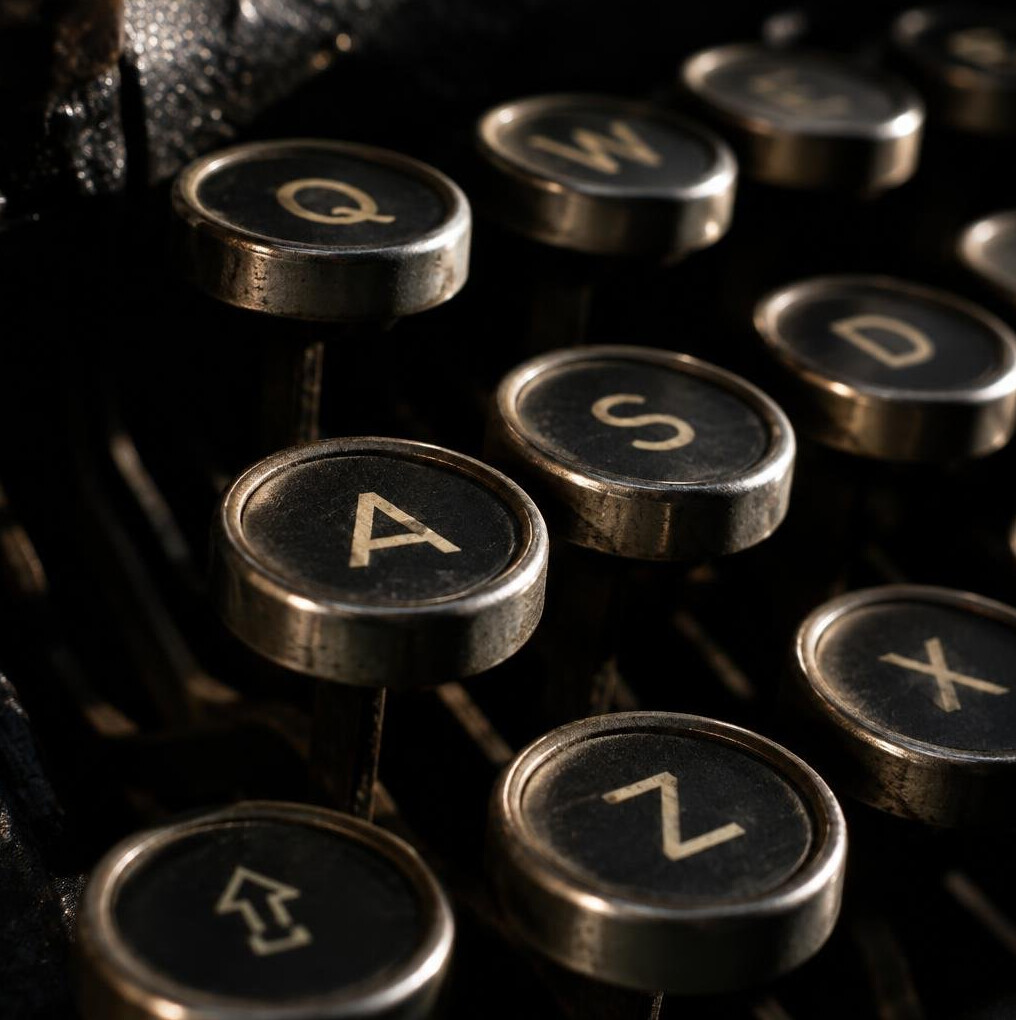 Close-up of vintage typewriter keys