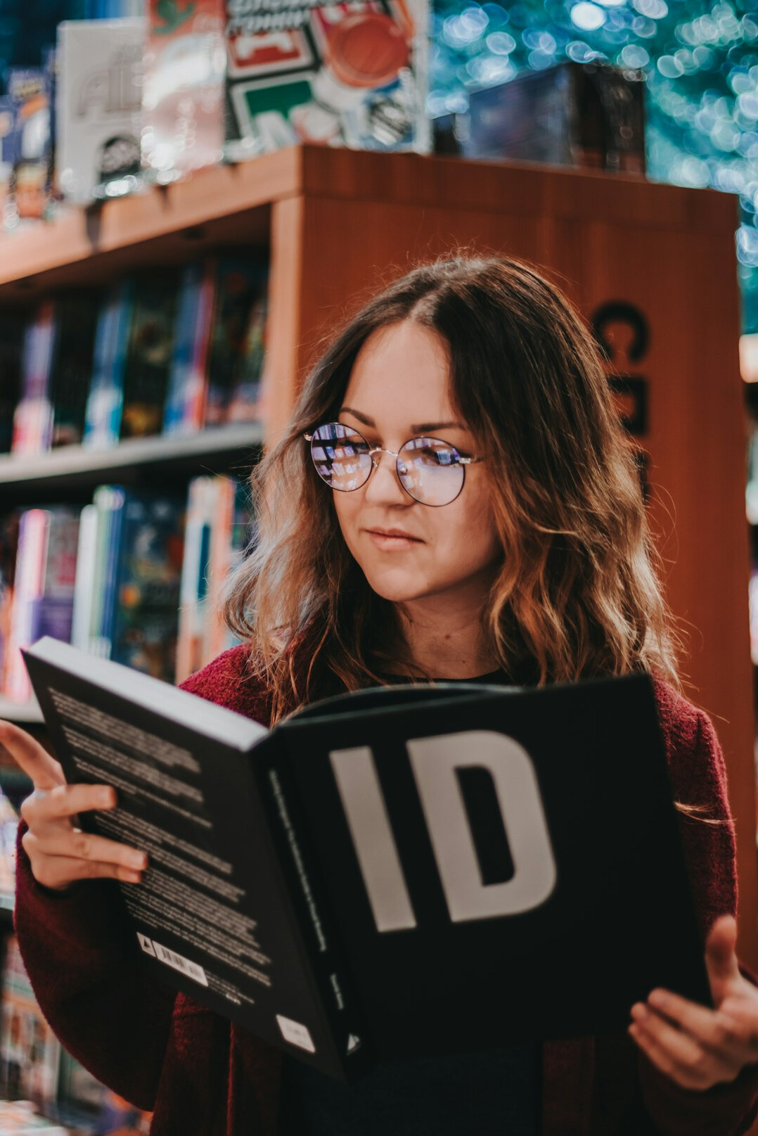 surprised reader with book
